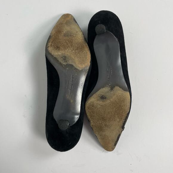 EUC - Salvatore Ferragamo Braided Suede Kitten Heels - Picture 6 of 8